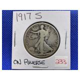 1917-S WALKING LIBERTY HALF DOLLAR - ON REVERSE