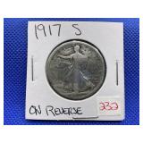 1917-S WALKING LIBERTY HALF DOLLAR - ON REVERSE