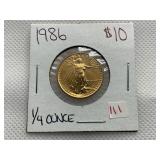 1986 AMERICAN EAGLE $10 1/4 OUNCE GOLD COIN