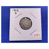 1902S BARBER DIME