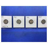 LOT OF 4 CANADIAN SILVER DIMES 1950, 1951, 1952 &