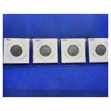 LOT OF 4 CANADIAN NICKELS 1923, 1940, 1945 & 1950