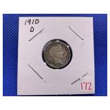 1910D BARBER DIME