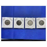 LOT OF 4 SILVER CANADIAN QUARTERS 1956, 1958, 1959