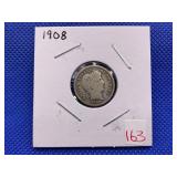 1908 BARBER DIME
