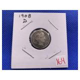 1908D BARBER DIME