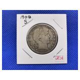 1908S BARBER HALF DOLLAR