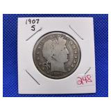 1907S BARBER HALF DOLLAR