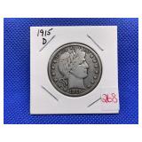 1915D BARBER HALF DOLLAR