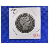 1909S BARBER HALF DOLLAR