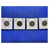LOT OF 4 SILVER CANADIAN QUARTERS 1958, 1959, 1960