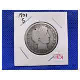 1901S BARBER HALF DOLLAR