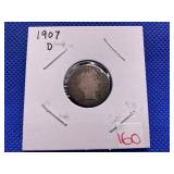1907D BARBER DIME