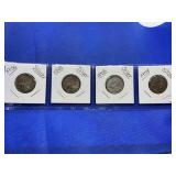 LOT OF 4 SILVER CANADIAN QUARTERS 1949, 1953, 1956
