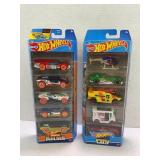 2 packs OF 5 HOT WHEELS CARS IN FACTORY SEALED