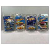 LOT OF 4 HOT WHEELS CARS 2012 WITH PROTECTIVE CASE
