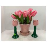 SHAWNEE PINK USA TULIP & PICKET FENCE PLANTER