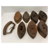 LARGE LOT OF 7 SAD IRON HANDLE