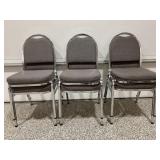 LOT OF 6 STACKABLE STEEL LEG UPHOLSTERED CHAIRS