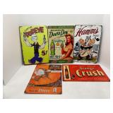 Tin Tacker signs - Drink Popeye, Orange Crush, Mt.