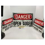Danger open auger heavy metal sign - 20' x 14' &