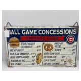 Chicago Cubs embossed metal concessions sign -
