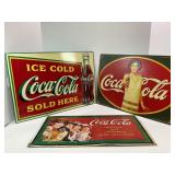 Three Coca-Cola metal Advertising Signs - one Coke