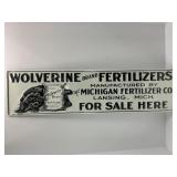 Wolverine Brand Fertilizers embossed metal sign -