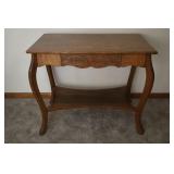 QUEEN ANN STYLE OAK LIBRARY TABLE WITH ORNATE