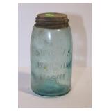 SWAYZEE'S BLUE 1 QUART MASON JAR WITH ZINC LID