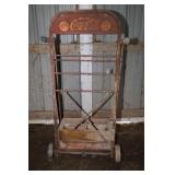 COCA-COLA 2 WHEEL STORE DISPLAY STAND WITH WOOD