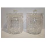 CUT HEAVY GLASS CRYSTAL LIDDED TOBACCO JARS