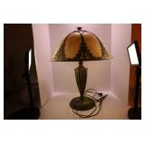 ART NOUVEAU SLAG GLASS TABLE LAMP - 24' TALL -