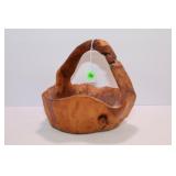 BURL WALNUT HAND CARVED BOWL BASKET - 8' TALL