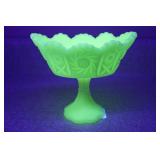FENTON CUSTARD SATIN OVAL PINWHEEL URANIUM CANDY