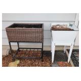 WASH TUB & WICKER PLANT STANDS