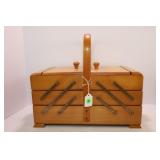 WOOD FOLD OUT SEWING BOX NO.550 -MADE IN WEST