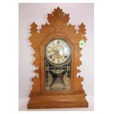 WM. L. GILBERT EAGLE OAK MANTLE CLOCK - 22' TALL