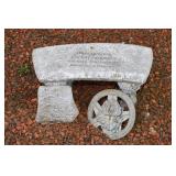 LARGE LOT OF LANDSCAPING DECOR - CEMENT BENCH,