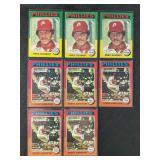 LOT OF 8 - 1975 MLB TOPPS PHILLIES STARS BASEBALL