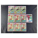 LOT OF 10 - 1980 MLB TOPPS RED