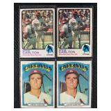 LOT OF 4 - 1972-1973 MLB STEVE CARLTON BASEBALL