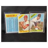 LOT OF 3 - 1966 MLB TOPPS BASEBALL CARDS - CHECK-