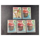 LOT OF 5 - 1977 MLB TOPPS RED