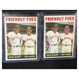 LOT OF 2 - 1964 TOPPS FRIENDLY FOES MLB CARDS