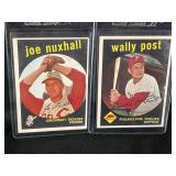 1959 MLB TOPPS WALLY POST #398 & JOE NUXHALL #389
