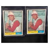 LOT OF 2 - 1961 MLB TOPPS WALLY POST #378 CARDS