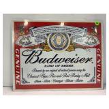 BUDWEISER BEER METAL SIGN - 16" X 12"