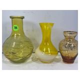 LOT OF 3 VINTAGE VASES - MURANO & UNMARKED - 4",