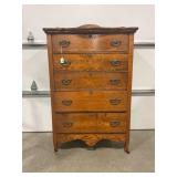 ANTIQUE OAK 5 DRAWER DRESSER 31" X 16" X 54"